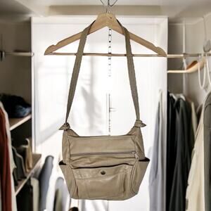 Lopez Camacho Vintage Beige Genuine Leather Shoulder Bag Purse Attached Strap